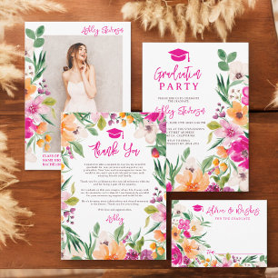 Bright wild flowers advice wishes graduation enclosure card