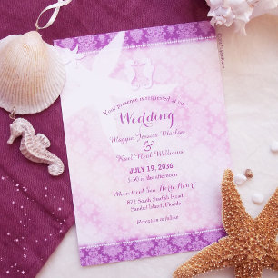 Invitation Mariage de plage tropicale violet à cheval