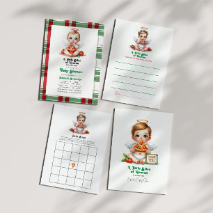 "A Little Slice of Heaven" Pizza-Theme Baby Shower Acrylic Invitations