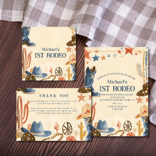 Rustic Cowboy Boots 1st Birthday Thank You Card