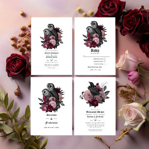 Glam Burgundy Raven Gothic Rehearsal Dinner Invitation