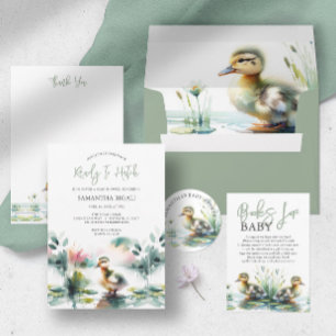 Baby Duck Watercolor Thank You Classic Round Sticker