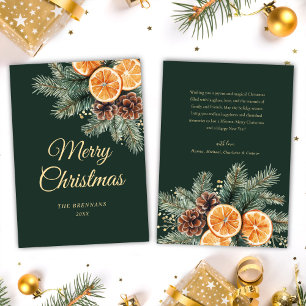 Elegant Green Orange Citrus Christmas Holiday Card