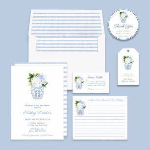 Elegant Blue & White Advice For New Mom Card