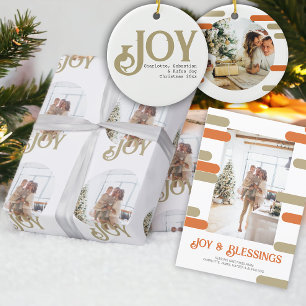 Modern Block Photo Christmas Personalized Holiday Card