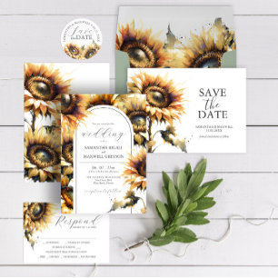 Watercolor Sunflower Save The Date