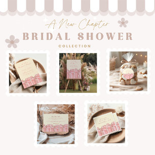 A new chapter begins coquette bow bridal shower invitation
