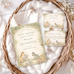 Safari Jungle Animals Baby Shower Diapper Raffle Enclosure Card