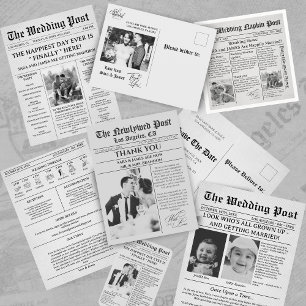 Unique Newspaper Wedding Invitation Details Photo