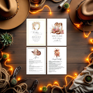 Rustic Boho Chic Western Wedding Cowboy QR Code Save The Date