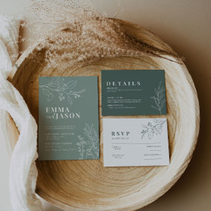 Sage Green Mariage Floral Invitation