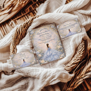 Powder Blue Rose Garden Quinceañera Save The Date