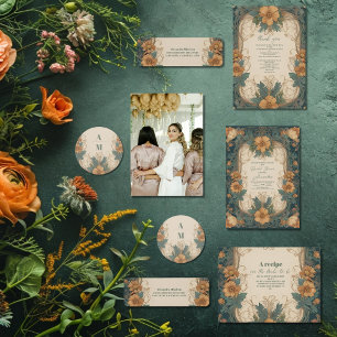 Elegant Art Nouveau Floral Bridal Shower  Enclosure Card
