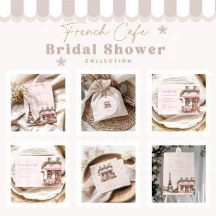 French Cafe Bridal Shower Recipe Enclosure Card