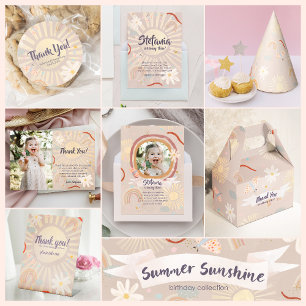 Cute Sun Pink Birthday  Invitation