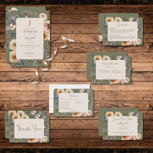 Invitation Vanilla White Boho Rose Sage Mariage