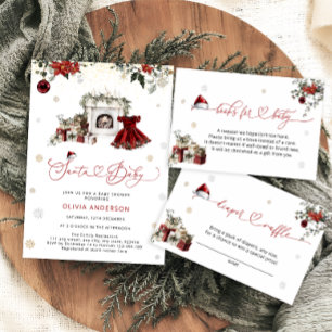 Santa Baby Christmas Girl Baby Shower Invitation