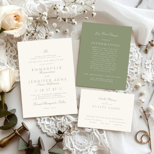 Sage Green Elegant Calligraphy Formal The Wedding Invitation