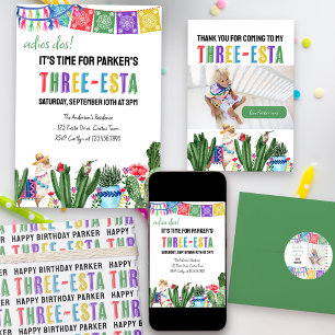 Three-esta Fiesta Colourful 3rd birthday Wrapping Paper