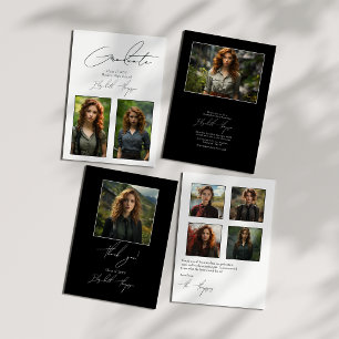 Invitation Classic Black and White Modern Graduation Party