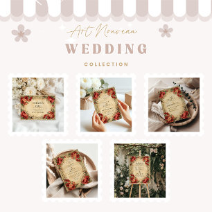 Art Nouveau Red Rose Wedding Save The Date