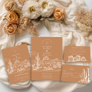 Rustic Cactus Desert Landscape Wedding Save The Date