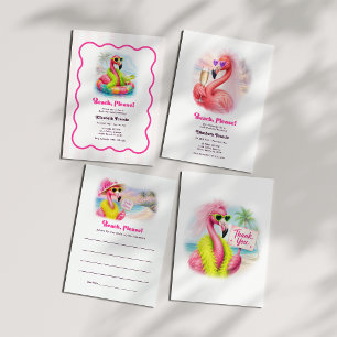 Beach Please Flamingo Bachelorette Weekend Invitation