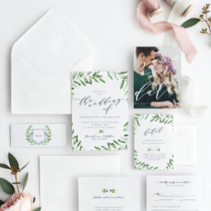 Olive Branch Boho Garden Wedding Invitation