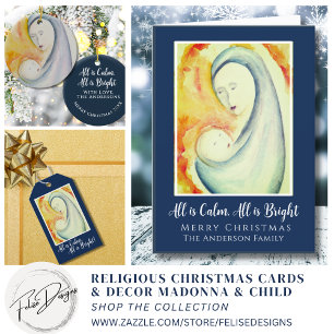 Modern Religious Madonna and Child Family Photo Holiday Card