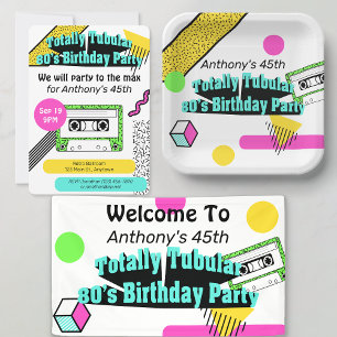 Totally Tubular 80's Birthday Party Invitation