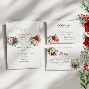 Rustic Floral Pine Winter Wedding Program