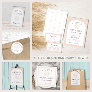 Beach Babe Seashell Girl Baby Shower Invitation