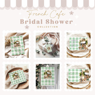 Green French Cafe Bridal Shower Invitation