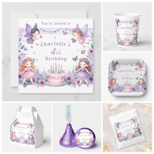 Enchanted Purple Fairy garden - Birthday  Invitation