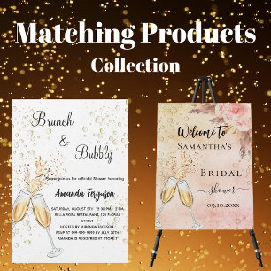 Budget Brunch Bubbly Bridal Shower gold invitation