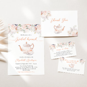 Pastel Blooms Bridal Brunch Tea Party Invitation