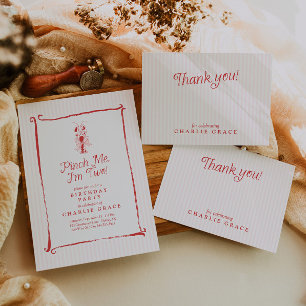 Pinch Me I'm Two Vintage Lobster Pink 2nd Birthday Invitation