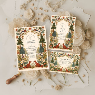 Whimsical Woodland Forest Wedding Thank You Card