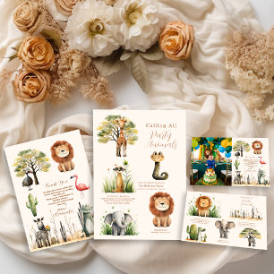 Calling All Party Animals Safari Zoo Birthday  Invitation