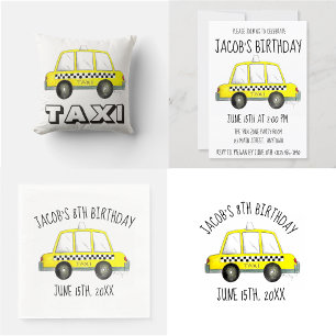 New York City NYC Yellow Chequered Taxi Cab Car Invitation