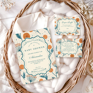 Sage Orange Botanical Baby Shower Invitation