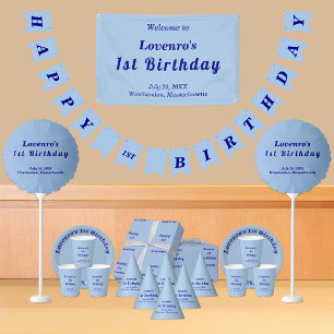 Monochrome Blue Seamless Plain Texts Kids Birthday Wrapping Paper