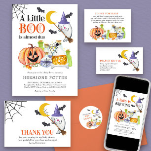 Little Boo Almost Due Ghost and Potion Baby Shower Invitation