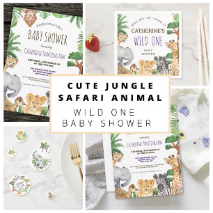 Cute Jungle Safari Animal Baby Shower Invitation Postcard