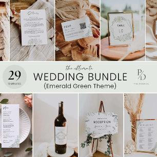 Emerald Green Wedding Bar Menu Sign Template