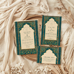 Teal Arch Islamic Wedding Invitation