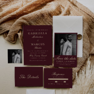 Simple and Elegant Deepest Violet Wedding Invitation