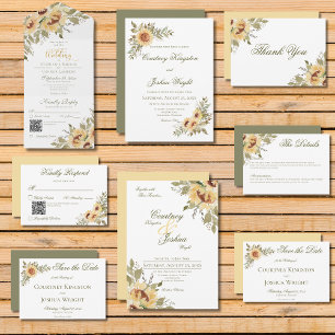 Rustic Soft Sunflowers Yellow Wedding Save The Date