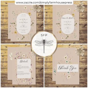 Rustic Wildflower Frame Blush Pink Wedding Thank You Card