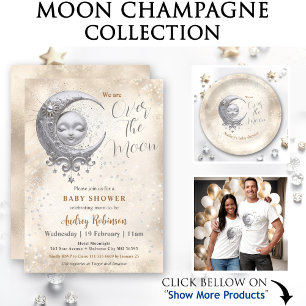 Over The Moon Gender Neutral Baby Shower  Invitation
